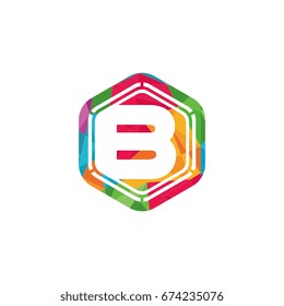 polygonal graphic initial letter b geometrical logo vector