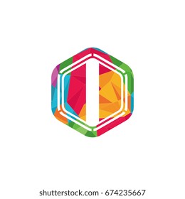 polygonal graphic initial letter i geometrical logo vector