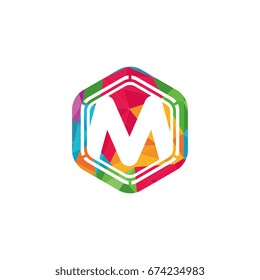 polygonal graphic initial letter m geometrical logo vector