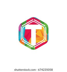 polygonal graphic initial letter t geometrical logo vector