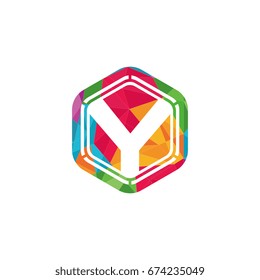polygonal graphic initial letter y geometrical logo vector