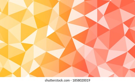 Fondo moderno de diferentes triángulos en un gradiente amarillo-rosa. Ilustración vectorial.