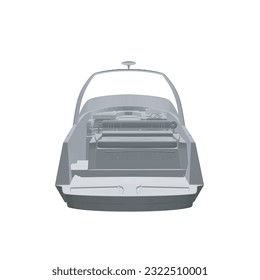 Polygonal gray Speedboat isolated vector illustration. Luxury and expensive boat. 3D.