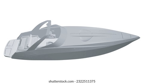 Polygonal gray Speedboat isolated vector illustration. Luxury and expensive boat. 3D.