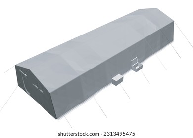 Polygonal gray tent. Vector illustration isolated on white background. Tent for hiking and traveling, military. Polygonal tent for wild life in nature, military..