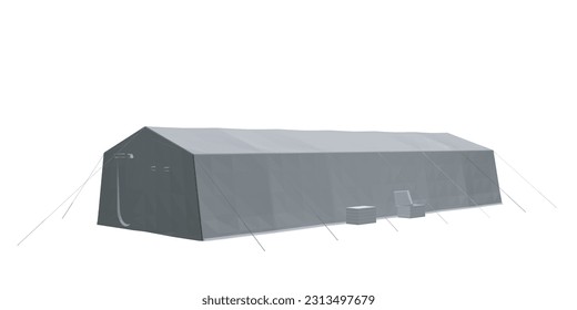 Polygonal gray tent. Vector illustration isolated on white background. Tent for hiking and traveling, military. Polygonal tent for wild life in nature, military..