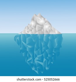 Polygonal Grey and blue iceberg up and under the water