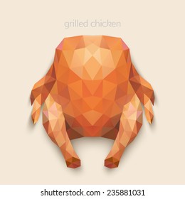 Polygonal grilled chicken. Vector illustration