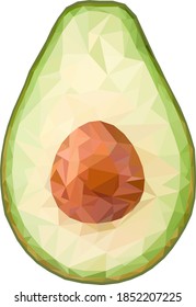 Medio polígono aguacate ilustración vectorial
