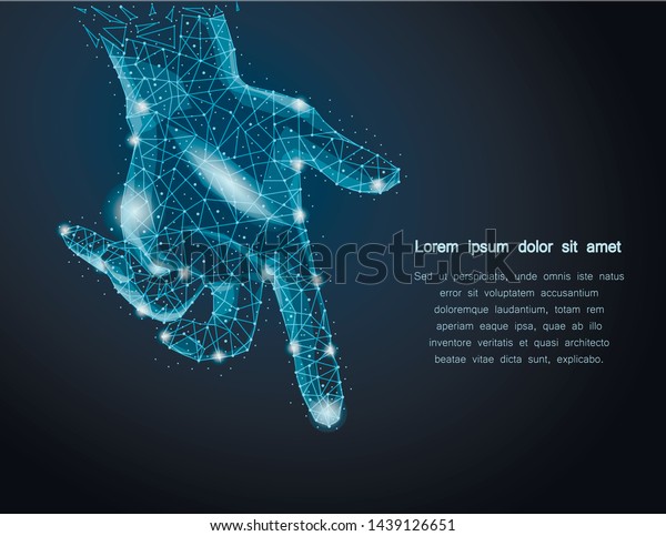 Polygonal Hand Sign Mesh On Dark Stock Vector (Royalty Free) 1439126651 ...