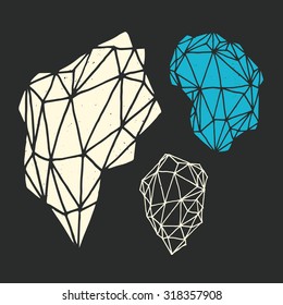 Polygonal handmade abstract shapes. Set of decorative graphic elements. Polygons drawn by hand.