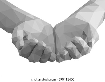 polygonal hands cupped like a cup empty monochrome