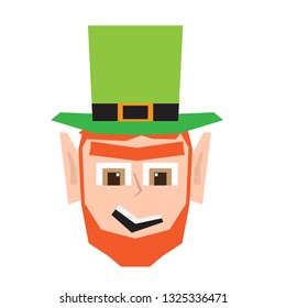Polygonal happy irish elf head. Vector illustration design