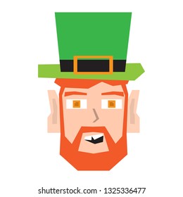 Polygonal happy irish elf head. Vector illustration design
