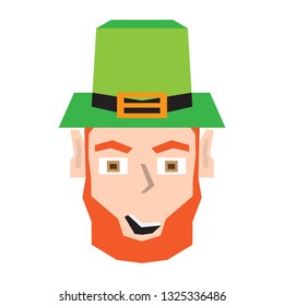 Polygonal happy irish elf head. Vector illustration design