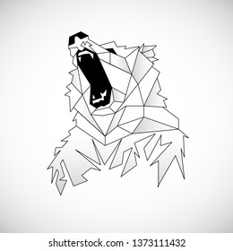 Polygonal head of bear isolated on white. Vector illustration