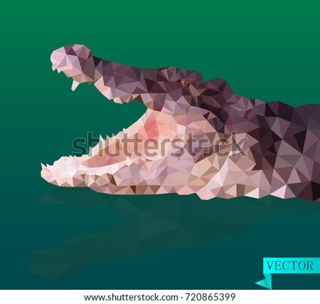 The polygonal head of a crocodile. Vector image.