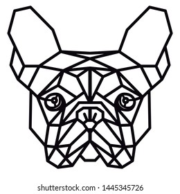 Polygonal head of a dog, French Bulldog decoration