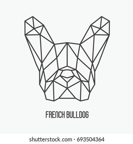 Polygonal head of french bulldog, symbol of 2018 New Year. Vector illustration of dog silhouette.