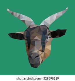 polygonal head goat, polygon geometric animal, vector