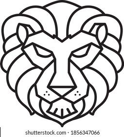 Polygonal head of a Lion. Geometric Lion illustration. Outline Vector.