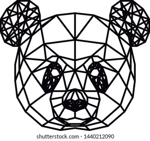 Polygonal head of panda bear isolated on white