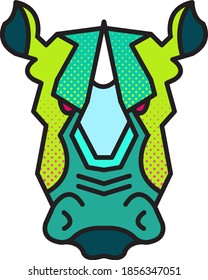 Polygonal head of a Rhinoceros. Geometric Rhino illustration. Vector.