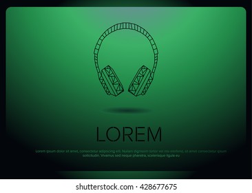 Polygonal Headphones Vector logo design