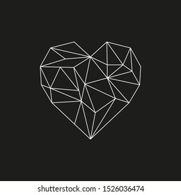 Polygonal Heart In Black&white Colors