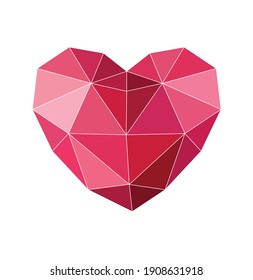 Polygonal Heart Isolated On White Background Vector Illustration. Heart In Geometric Style Isolated On White Background. Heart Icon, Logo, Symbol, Sign