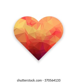 Polygonal heart. Low poly, valentines day Vector illustration
