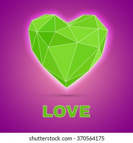 Polygonal heart. Low poly, valentines day Vector illustration