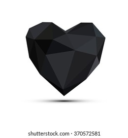Polygonal heart. Low poly, valentines day Vector illustration