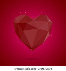 Polygonal heart. Low poly, valentines day Vector illustration
