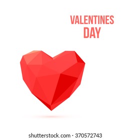 Polygonal heart. Low poly, valentines day Vector illustration