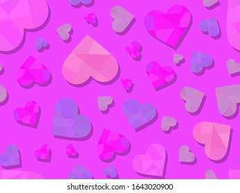 Patrón transparente del corazón poligonal. Feliz Día de San Valentín, 14 de febrero. Antecedentes para tarjetas de felicitación, papel de envoltura, materiales promocionales. Ilustración del vector