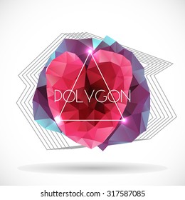 Polygonal heart triangle shape. Concept of futuristic minimalism style Isolated on white background.  