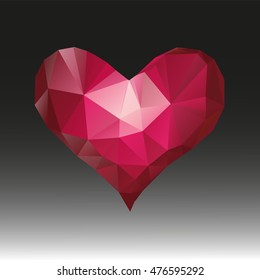 Polygonal heart.Geometrical symbol.Abstract polygonal heart illustration on black background