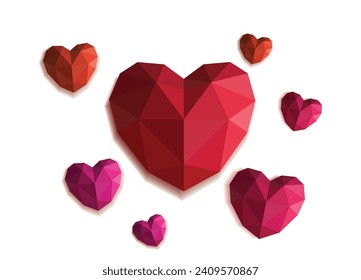 Los corazones poligonales se extendieron por el Día de San Valentín.