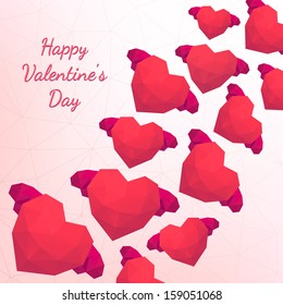 Polygonal hearts. Vector illustration