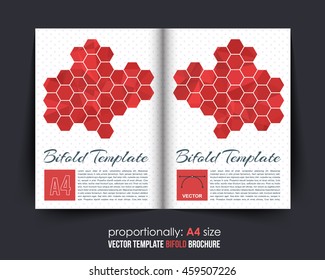 Polygonal Hexagon Frames Bi-Fold Brochure Design. Corporate Leaflet, Cover Template
