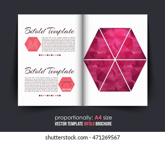 Polygonal Hexagon Frames Bi-Fold Brochure Design. Corporate Leaflet, Cover Template
