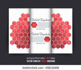 Polygonal Hexagon Frames Tri-Fold Brochure Design. Corporate Leaflet, Cover Template