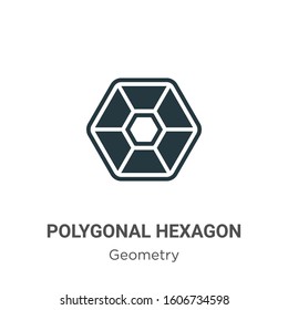 Polygonal hexagon glyph icon vector on white background. Flat vector polygonal hexagon icon symbol sign from modern geometry collection for mobile concept and web apps design.