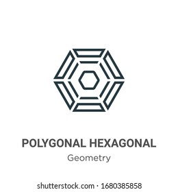 Polygonal hexagonal outline vector icon. Thin line black polygonal hexagonal icon, flat vector simple element illustration from editable geometry concept isolated stroke on white background