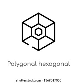 polygonal hexagonal vector line icon. Simple element illustration. polygonal hexagonal outline icon from geometry concept. Can be used for web and mobile