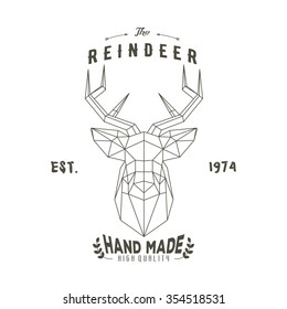 Polygonal hipster logo with head of deer