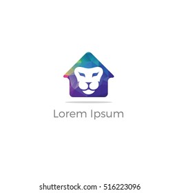 Polygonal Home lion vector, lion, luxury apartment, Low poly king logo