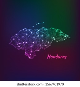 Polygonal Honduras Map. Vector Illustration Low Poly Color Rainbow on Abstract Background. Vector Eps10.