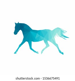 Polygonal horse. Equine vector illustration. Horses silhouette with triangular texture.